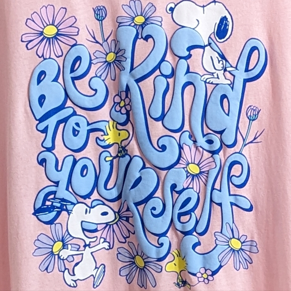 XXXL Peanuts Snoopy Women's Be Kind To Yourself Pink Boyfriend Graphic T-Shirt - Picture 5 of 5